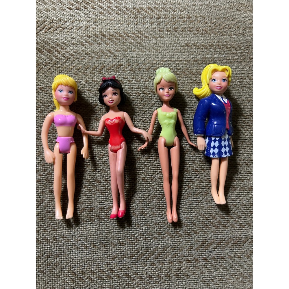 Mattel Polly Pocket Disney Snow White Mini Doll Figures Lot of 4